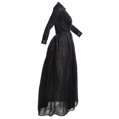 Women Sexy Dress Two Piece Sets Lace Hollow Out Spliced Long Dresses Full Sleeve Tight Waist Gown Evening Vestidos Party Prom