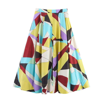 Skirts Summer Women's 2025 New Chic Print High Waist Women's Skirts Fashion Joker Street Youth Holiday Travel Skirts