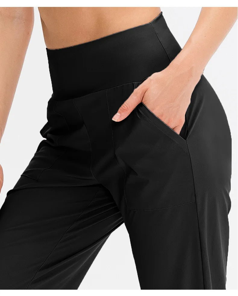Women Loose Yoga Pants Running Sports Training Trousers with Pocket Casual Quick Dry Fitness Pants Thin for Spring Summer