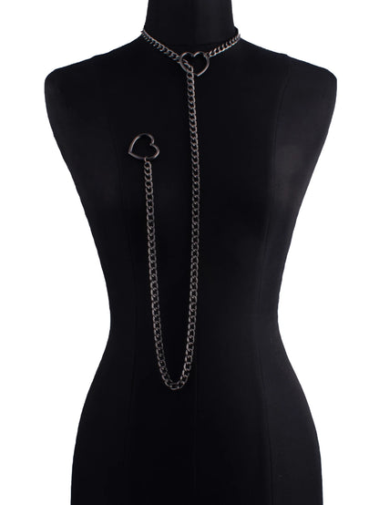 Heart Slip Chain Necklace For Women Fashion Punk Rock Goth Choker Jewelry Accessories