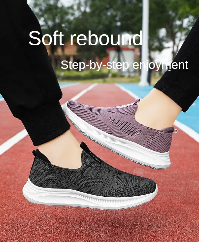 Women's Shoes 2024 Spring New Lightweight, Comfortable, and Fashionable One Step Anti slip Leisure Breathable Walking Shoes