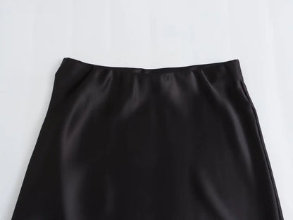Satin Skirt Woman High Waist Elegant Long Skirts For Women Fashion Summer Midi Skirt Office Women's Skirts