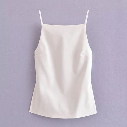 TRAF Women Top 2024 Lace Up Backless Camisole Top Women Cheap clothes Sexy Fashion Tanks & Camis Crop top Women White Black top