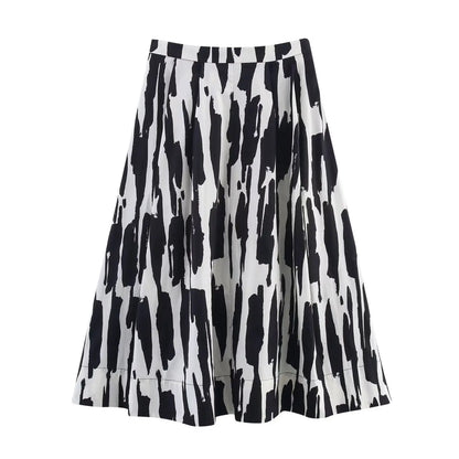 Skirts Summer Women's 2025 New Chic Print High Waist Women's Skirts Fashion Joker Street Youth Holiday Travel Skirts