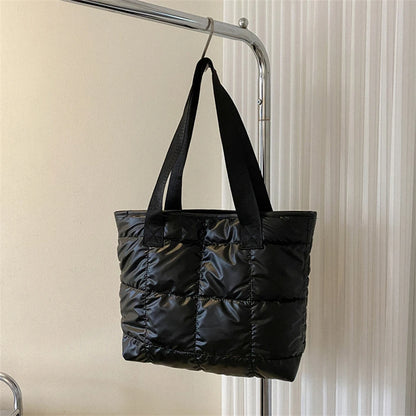 Fashion Tote Handbags for Women Black Large Capacity Soft Rhombus Bags Vinatge Quilted Shoulder Bag Purse for Travel Shopping