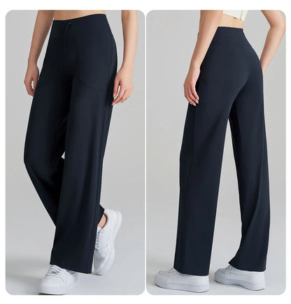 Women's High Waist Stretch Yoga Pants Quick Dry Breathable Loose Running Pants Gym Outdoor Training Pants