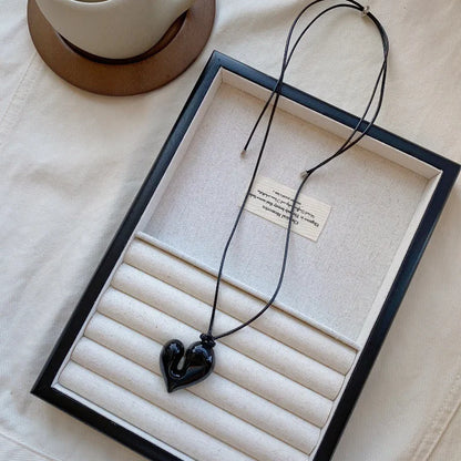 New Heart Pendant Necklaces For Women Vintage 80s Aesthetic Adjustable Pull-out Necklace Fashion Romantic Choker Trendy Jewelry