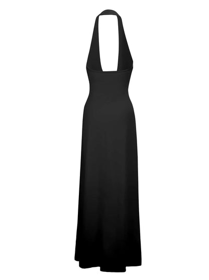 Women's Dresses Summer New Streetwear Fashion Halter Casual Slim Dress Solid Sexy V-Neck Backless Female Party Knitted Dresses