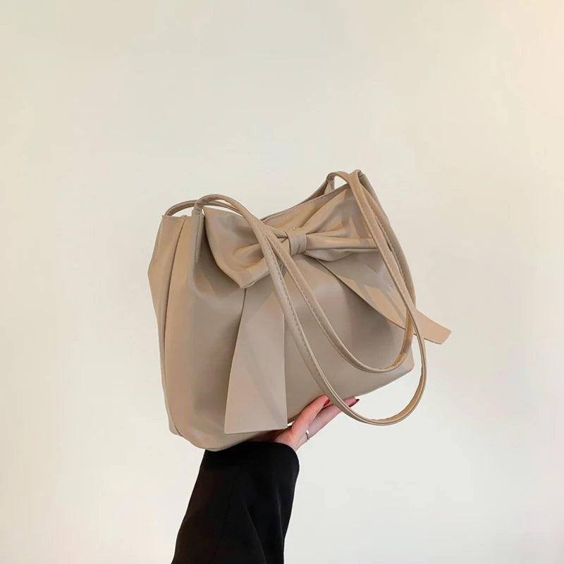 Fashion Bow Handlebags For Women Shoulder Bags Leisure Armpit Bag Shopping Versatile Bags Dumpling Handbag Female Hand Bags