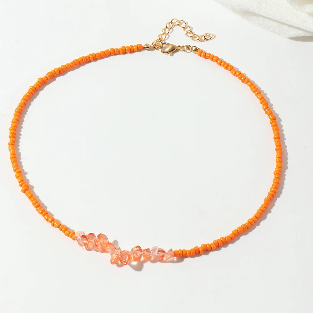 Bohemian Handmade Colorful Beads Chain Fashion Necklaces Tassels Pearl Pendant Jewelry For Women Accessories N0368