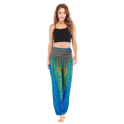 Women's Yoga Pants Printed Ethnic Style Loose Yoga Trousers Bloomers High Waist Fitness Sports Crotch Dance  Sweatpants