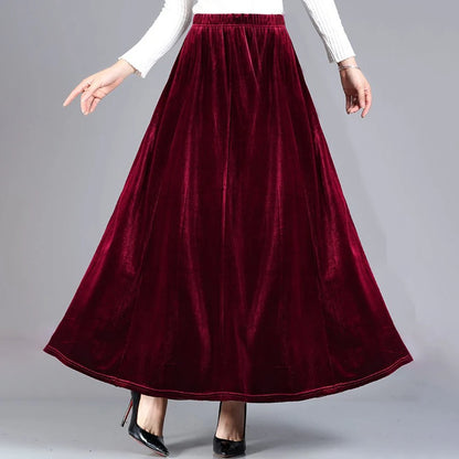 Skirt For Women Casual Skirt A-line Skirt Casual Outings Black Versatile Long Velvet Skirt A-line Skirt Daily Wear