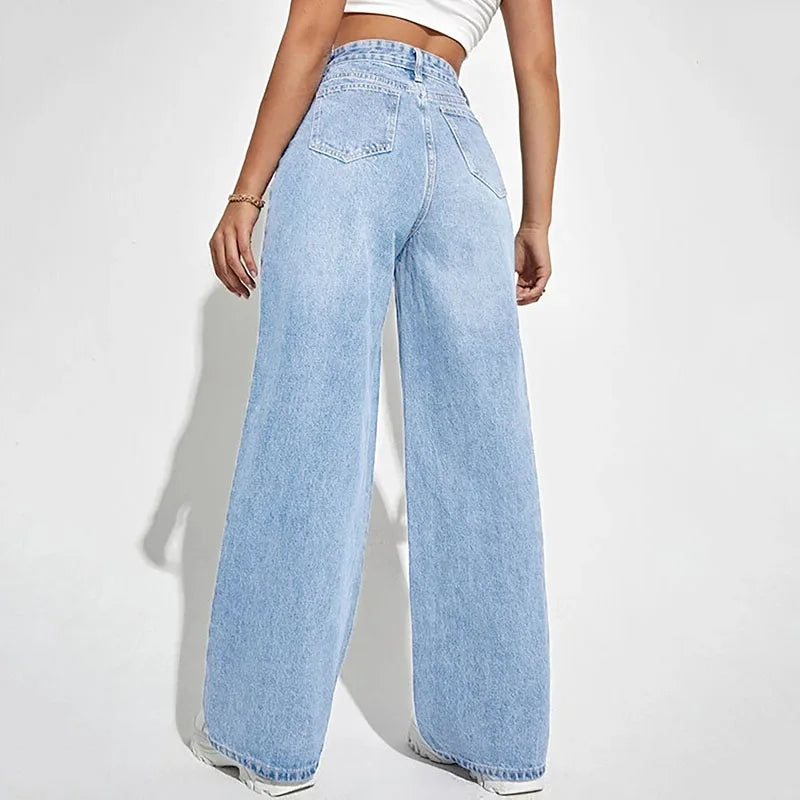 Women Jeans 2025 New Women Wear European And American Loose Denim Wide Leg Pants Slim High Waist All-Match Jeans For Women H300
