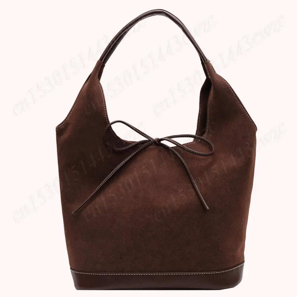 Women PU Tote Bag Designer Shoulder Bags Fashion Bucket Bag Large Capacity Suede Tote Purse Handbag Stylish Commuting Bag