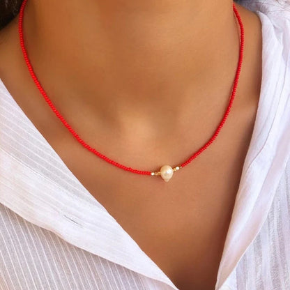 Bohemian Handmade Colorful Beads Chain Fashion Necklaces Tassels Pearl Pendant Jewelry For Women Accessories N0368