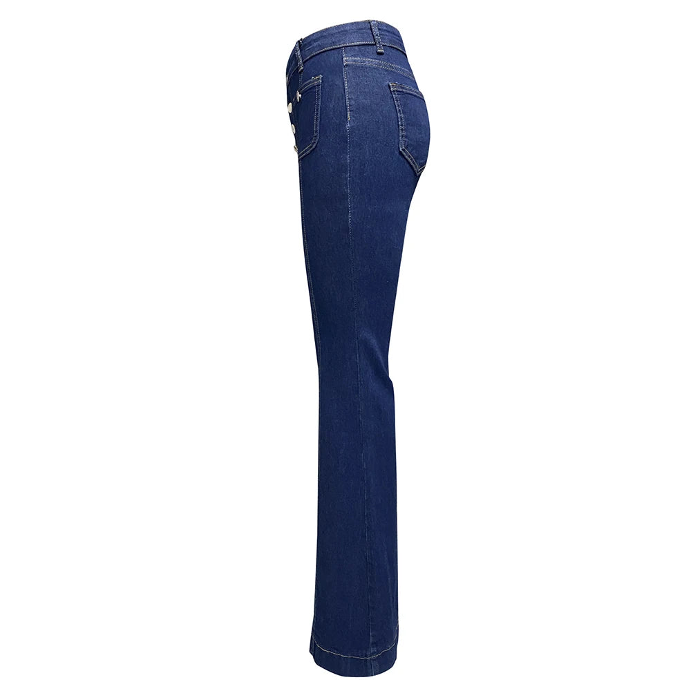 Women Denim Pants Fashion Korean Wide Leg Pants High Waist Slim Jeans Female Clothing Office Lady High Street Long Trousers