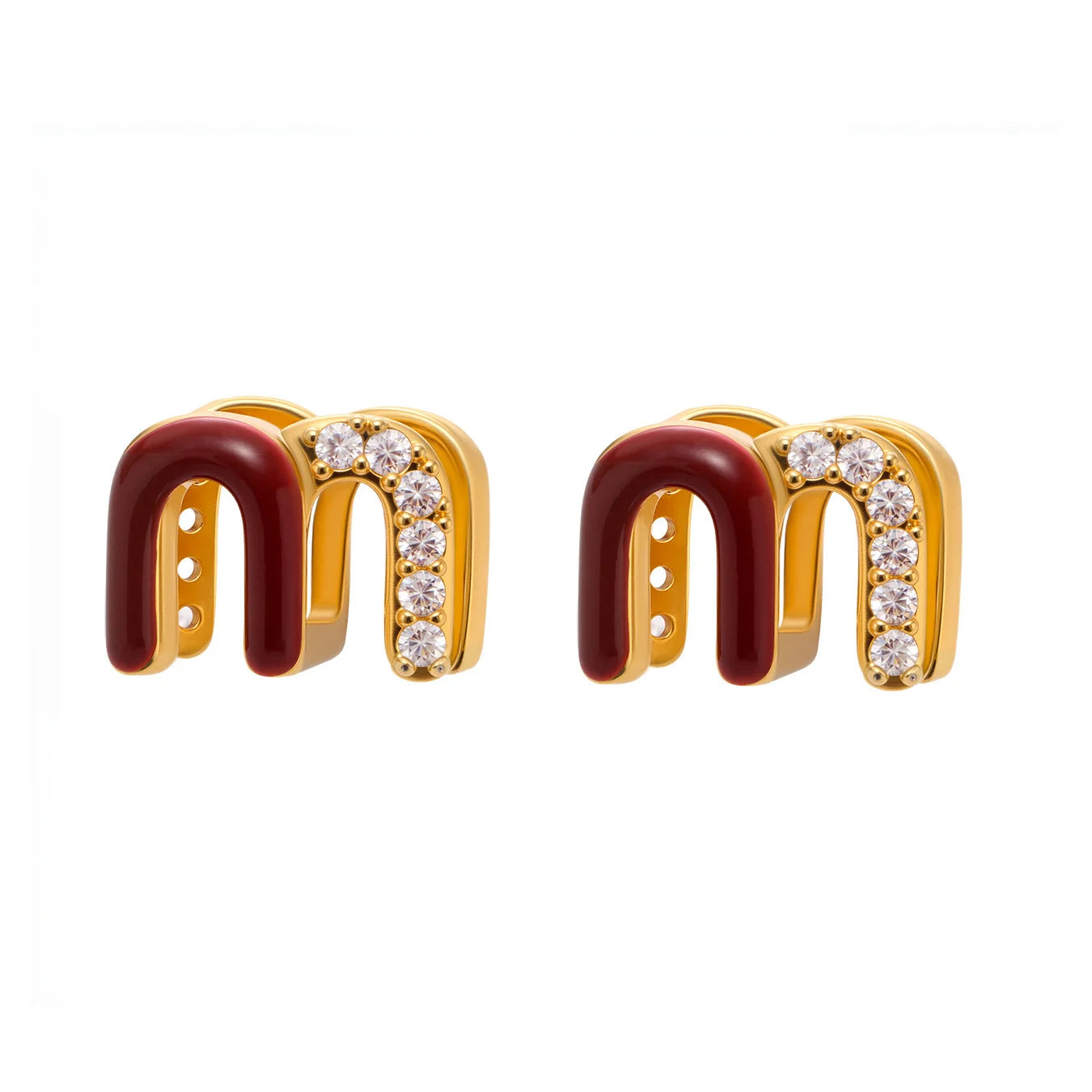 Modern Red Enamel Earrings For Women Copper Gold Plated Female Ear Studs Girls Charming Daily Jewelry