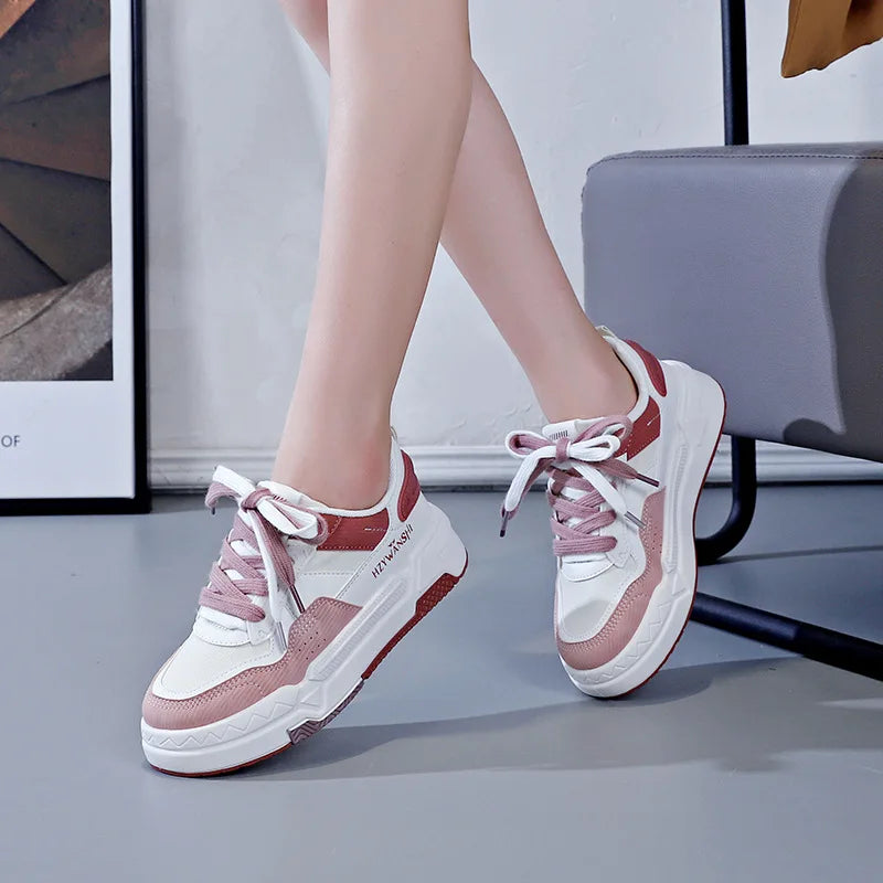 Women's Shoes Platform Sneakers Autumn New White Shoes Fashion Non Slip Casual Shoe Breathable Lace-up Women Vulcanized Shoes