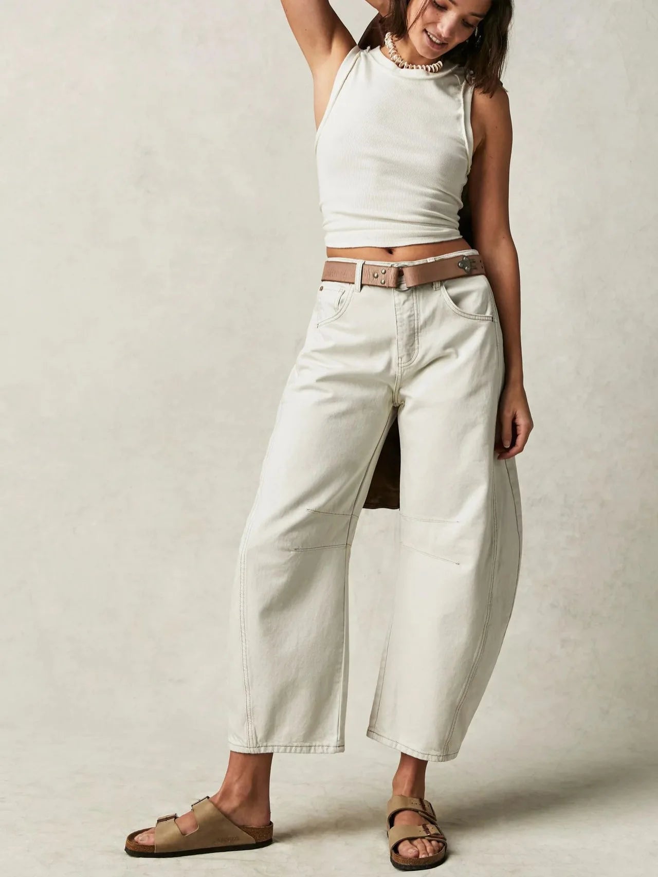 Cotton Denim Long Jeans For Women Trousers Casual  High Waisted Jeans Cropped Pants For Spring Summer Boho Beach Baggy Jeans