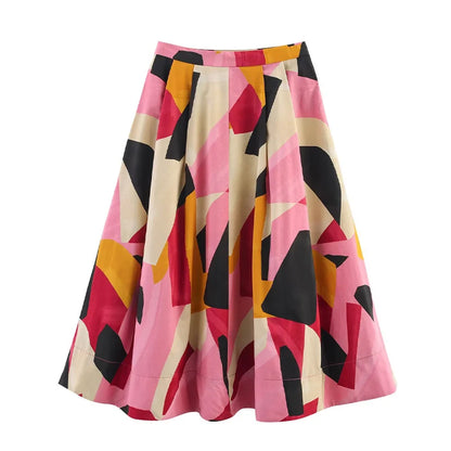 Skirts Summer Women's 2025 New Chic Print High Waist Women's Skirts Fashion Joker Street Youth Holiday Travel Skirts