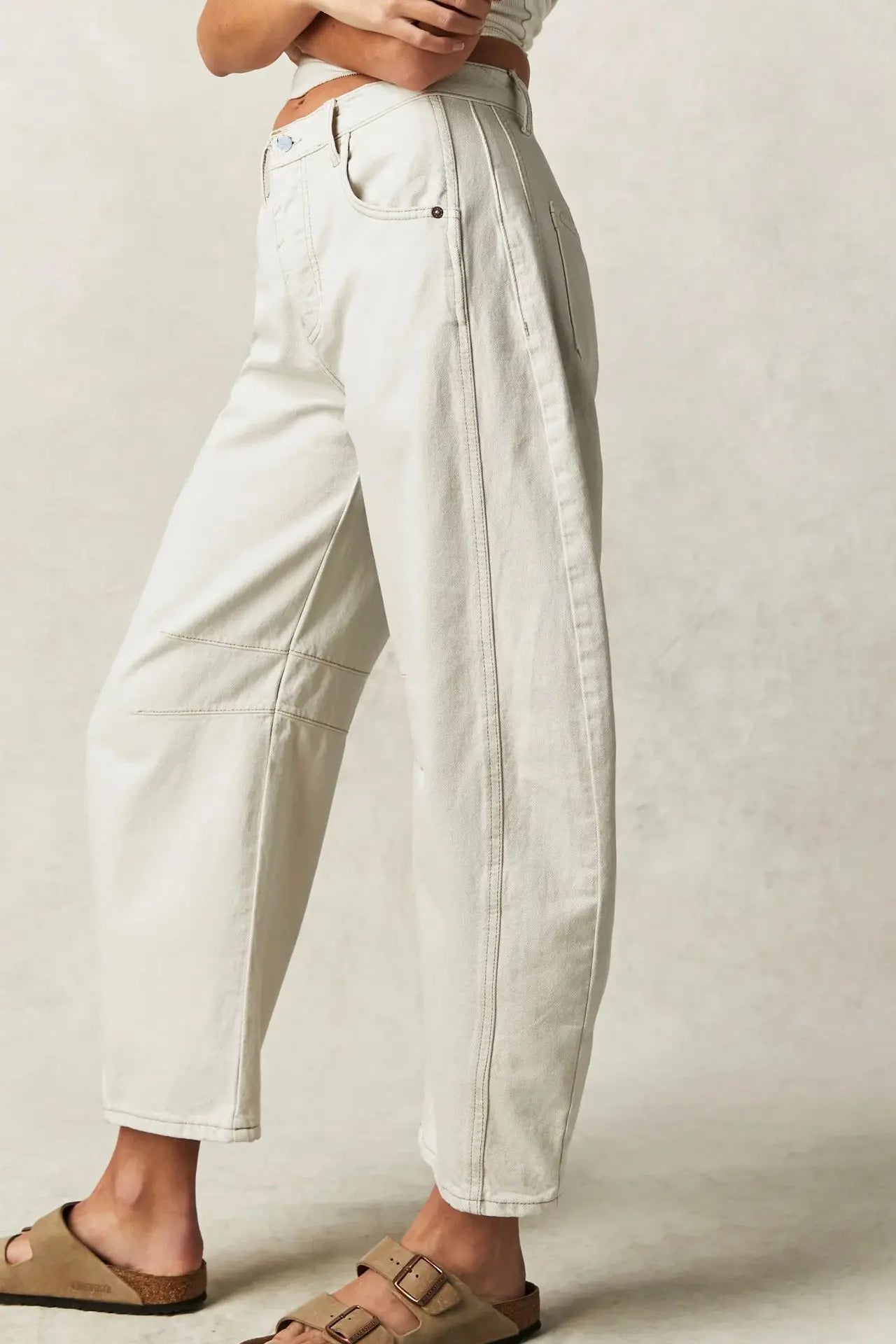Cotton Denim Long Jeans For Women Trousers Casual  High Waisted Jeans Cropped Pants For Spring Summer Boho Beach Baggy Jeans