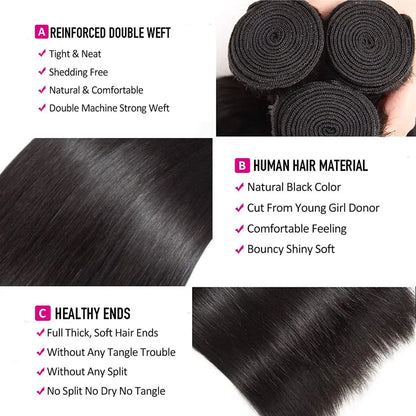 Brazilian Hair Weave Bundles Bone Straight Human Hair 12A Raw Virgin Human Hair Bundles Deal Remy Hair Extensions 1 3 4 Bundles