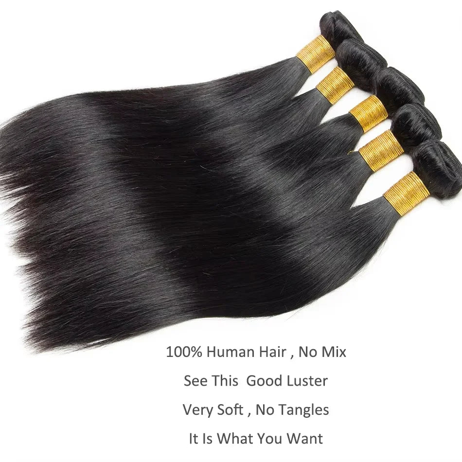32 36 38 40 inches Long Human Hair Bundles brazilian Straight Hair Bundles 1/3/4 PCS Thick Natural Remy 100% Human Hair wigs