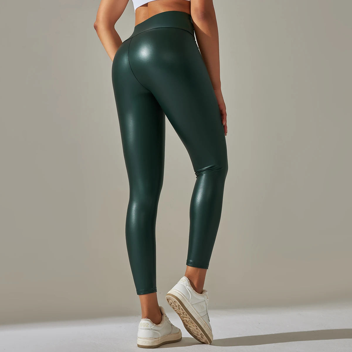 PU Leather Pants Yoga Leggings for External Wear High Waist Leather Sexy Leggings Trousers Women's Stretch Pantalon
