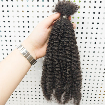 Human Hair No Weft 4C Afro Kinky Curly Virgin Brazilian Human Hair Extensions Weave Bundles Weaving for African Black Women 16"