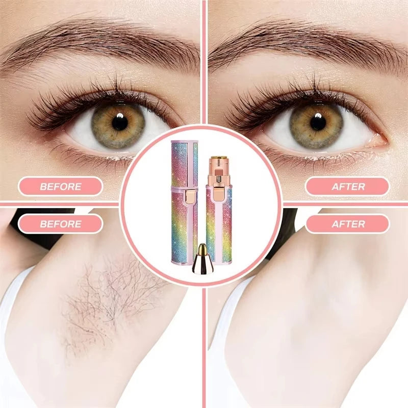 Face Hair Remover LED Ligh Painless Hair Shaver Trimmer Blade Facial Hair Removal 2 IN 1 Electric Eyebrow Trimmer Razor