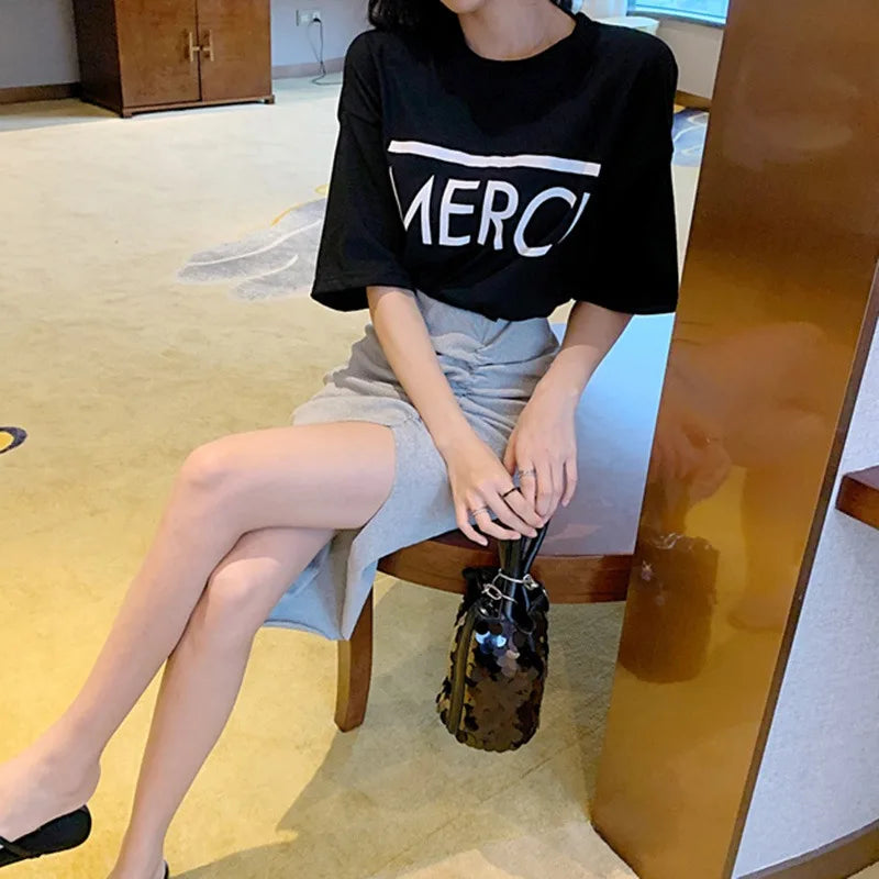 Women Skirts Solid Leisure Streetwear Summer Slim Elegant Soft Asymmetrical Simple Daily Popular Attractive Split Skirts