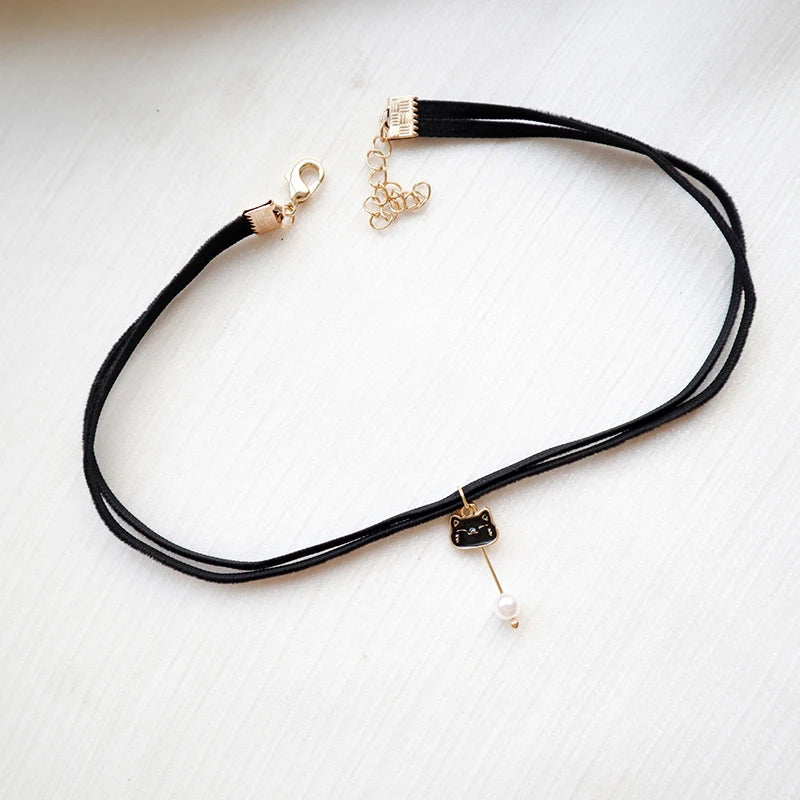 Black Choker Necklace For Women Elegant Lace Velvet Stretch Chain Gothic Flower Short Clavicle Neck Cord Aesthetic Jewelry Gift