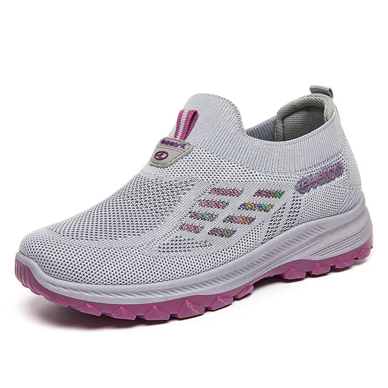 Women's Flat Shoes Slip on Casual Shoes New Luxury Platform Loafers Knitted Breathable Sneakers Soft Sole Lightweight Mom Shoes