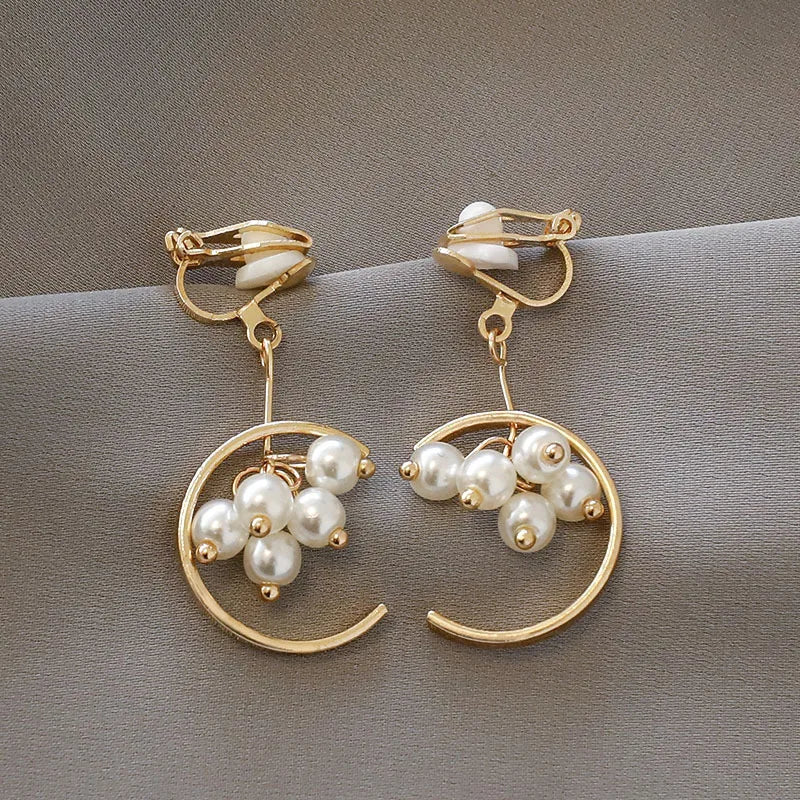 Korean Style Clip on Earrings No Pierced Earrings Women's Party Birthday Fashion Flower Heart Cute Cuff Earrings Ear Clip Gift