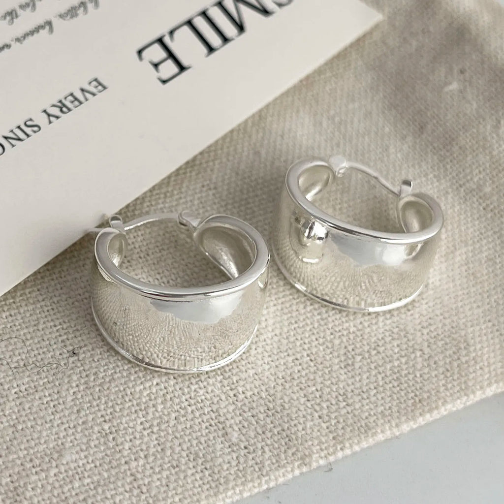 925 Sterling Silver Earrings for Women Wide Sexy Girl Fashion Trendy Jewelry Gift Party Wedding pendientes