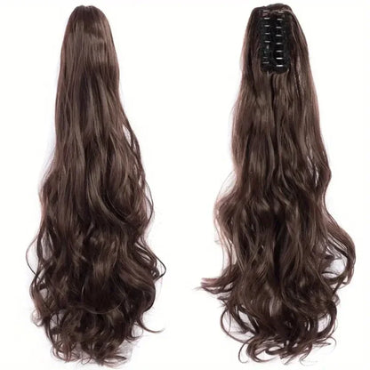 Wig female curly hair big wavy ponytail with grab clip
