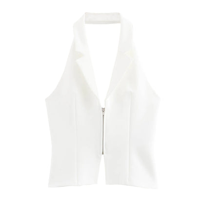 2025 Women Sexy Backless Strapless Halter Corset Tops Side Zipper Lady Slim Camis Female Solid Chic Tops