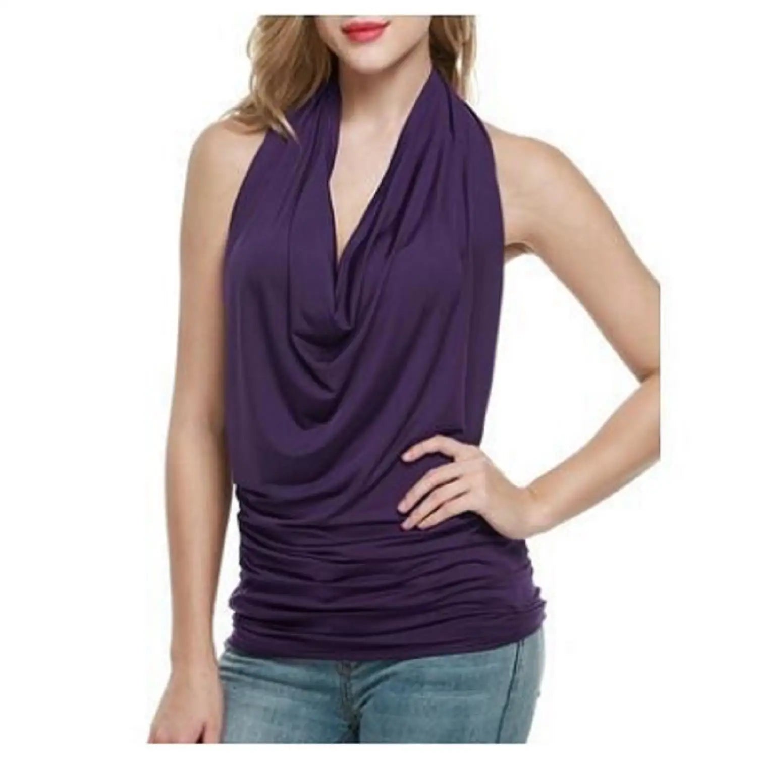 Tank Top Women Drape V Neck Sexy Tanks Camis Skinny Backless Pink Corset Tee Shirt Femme Tops Woman T-shirt