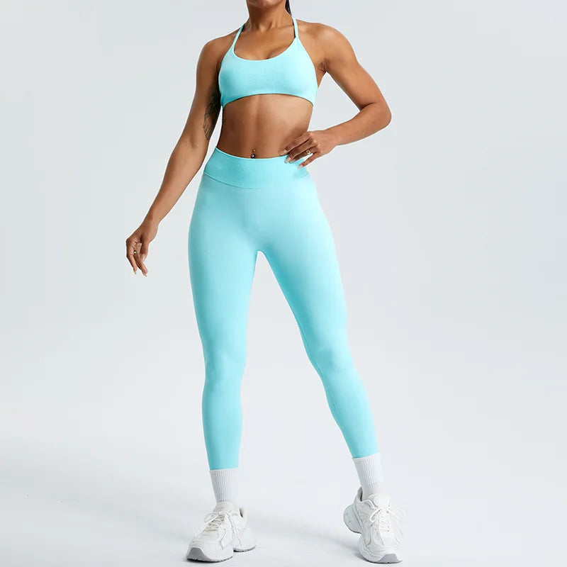 Women Yoga Pants High Waist Ribbed Sport Legging Gym Fitness Leggings Women Seamless Female Legging Tummy Control Running Tights