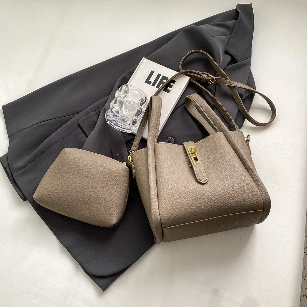 Stylish Bucket Bag for Women with Magnetic Closure Crafted from Durable PU Leather Ideal for Work and Travel Use