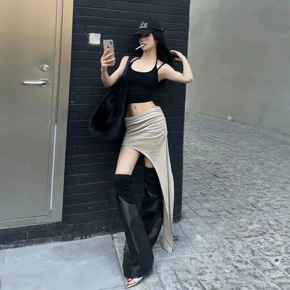 Slim Jupe Femme Été Korean Solid Color Skirts For Women Asymmetrical Y2k Clothes Fashion Clothing Sexy Mujer Conjuntos De Falda