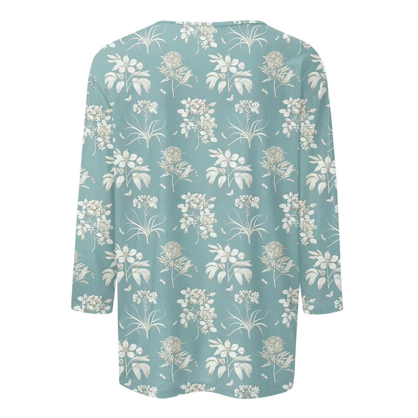 2024 Women Summer Tops Comfortable T Shirt Fashion Flower Print Round Neck 3/4 Sleeve Tops Soft Versatile Pullover Ropa De Mujer