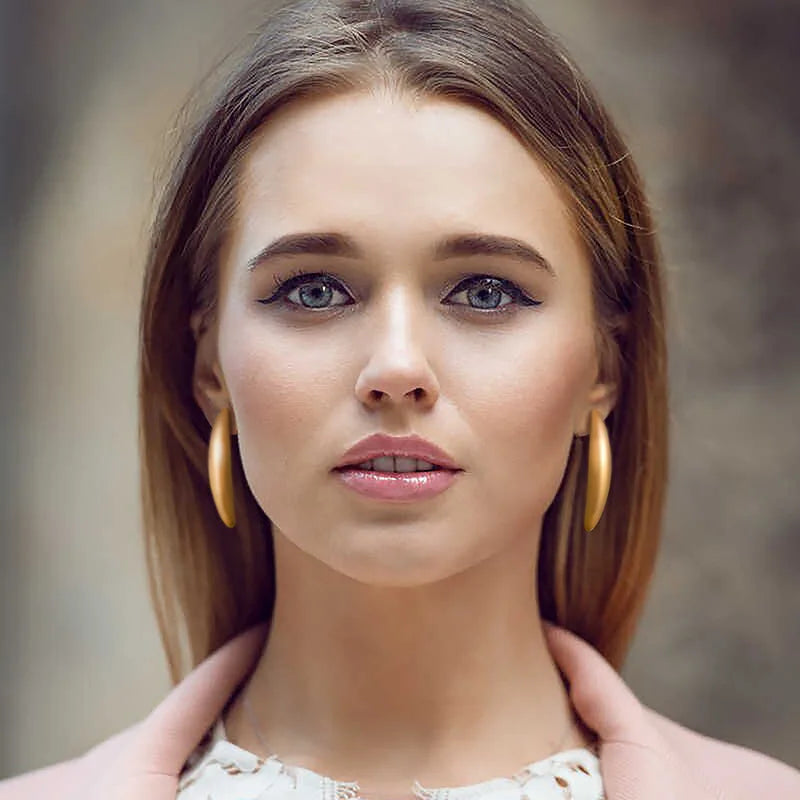 Vintage Metal Brushed Matte Long Earrings For Women Europe America Personality Minimalist Geometric Fashion Trend Jewelry Gifts