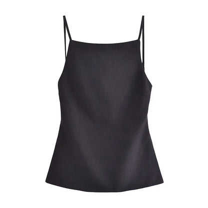 TRAF Women Top 2024 Lace Up Backless Camisole Top Women Cheap clothes Sexy Fashion Tanks & Camis Crop top Women White Black top