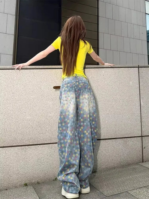 Blue Jeans Women Vintage High Waisted Straight Summer Oversized Casual Big Size Wide Leg Denim Baggy Pants Y2K Female Trousers