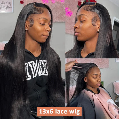 250Densit 13x6 Bone Straight HD Transparent Lace Human Hair Wigs Brazilian 13x4 360 Full Lace Front Wig Human Hair Wig For Women