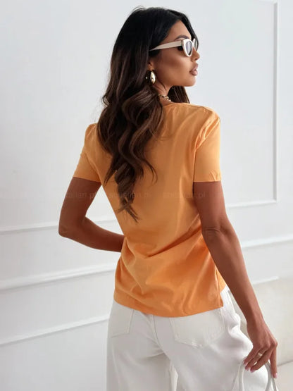 Women's Blouses T-shirt New Fashion Summer Pullover Tops White Short Sleeve Slim Fit V-Neck T-Shirt For Women Casual Clothing