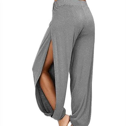 Women Sports Yoga Pants Summer High Slit Haren Pants Solid Loose Hippie Harem Wide Leg Pants Trousers