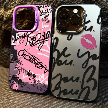 Personalized English Writing Lip Phone Case For IPhone 16 Cases For IPhone 15 14 13 12 11 Pro Max Cover Case Funda Bumber Coque