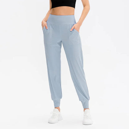 Women Loose Yoga Pants Running Sports Training Trousers with Pocket Casual Quick Dry Fitness Pants Thin for Spring Summer